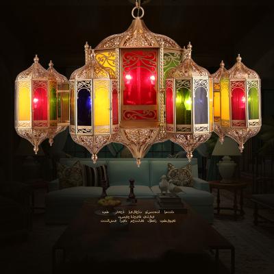 China Arabic Factory Customized Full Color Copper Moroccan Brass E14 Chandelier For Living Room for sale