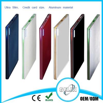 China Ultra Slim PDA, Credit Card Size, Wallet Size Portable Charger 2000mAh External Battery Power Bank Aluminum Material for sale