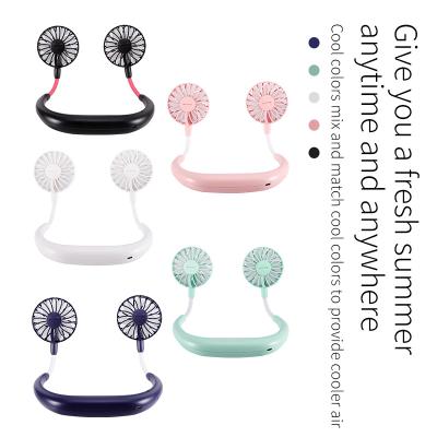 China 2019 New Version Upgraded Handsfree Aroma Cooling Hanging Fan, USB Rechargeable Electric Mini Fan, Neck Hanging Sports Fan for sale