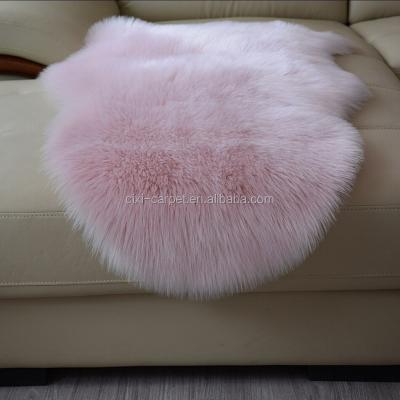 China Long Fur Sheepskin Lambskinrug Artificial Faux Blankets And Rugs Artificial Wool Anti-Slip Rug for sale