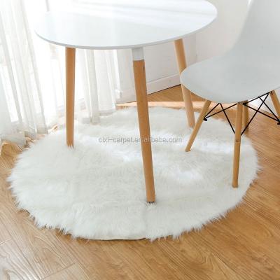 China Anti-Slip Warmful Imitate Thick Long Hair Handmade Sheep Fur Flat Throw Covers Faux Fur Cover For Stools for sale