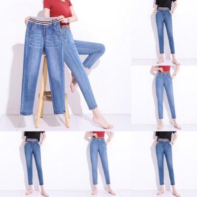 China Factory wholesale breathable plus size women's jeans pants ladies jeans factory stock thin spot cheap women's jeans for sale