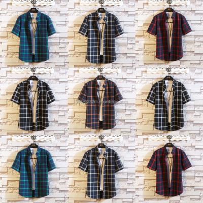 China Wholesale Men's Plaid Breathable Stain Short Sleeve Shirts Men's Vintage Stretch T-shirt Short Sleeve T-shirts for Men Stylish for sale