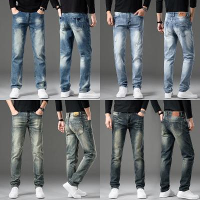 China New Breathable Jeans Men Straight Leg Jeans Pant Ripped Elastic Tights Mens Jeans Cheap Wholesale Clothing for sale