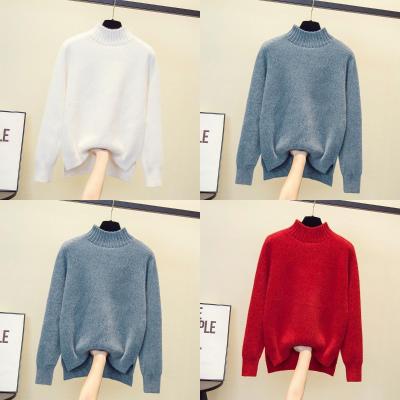 China new design Anti-wrinkle fashion mohair women knit sweater wholesale solid long sleeve women's sweaters pullovers for sale