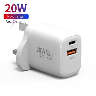 China Charging For Type C Mobile Phones 20w Charger PD 20w Qc3.0 Usb Power Adapter Travel Wall Charger Newest Dual For Apple for sale