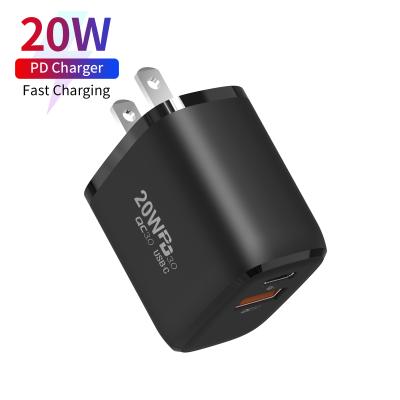 China Charge For Type 2 Mini C Mobile Phones HUNDA 20W Portable USB Charger PD 20W Adapter High Quality Left Fast Charging Charger for sale