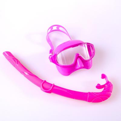 China Universal Barbie Pink Large Frame New Anti Fog Floating Suit Silicone Foldable Breathing Tube Free Diving Mirror for sale