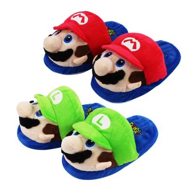 China Mario Brothers Cartoon Pattern Winter Breathable Men's Women's Home Slippers for sale