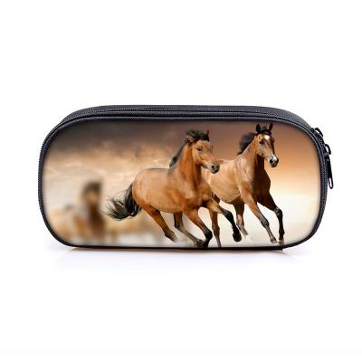 China Durable Stylish Animal Horse/Pony Print Cosmetic Cases Pencil Bag Women Makeup Bags Boys Girls Girls Pencil Case Kids School Supplies Gift for sale