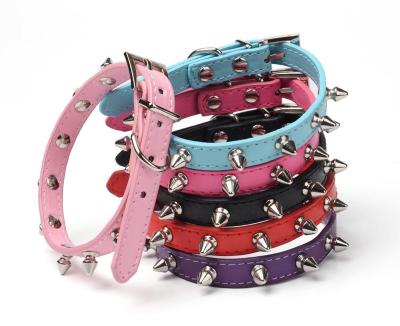 China Viable Factory Direct PU Rivet Collars For Small Supplies Puppy Cats Collar Accessories Pet Collar for sale