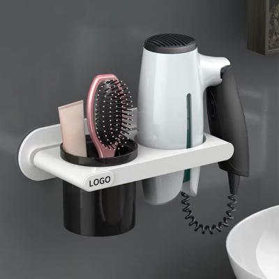 China Viable Creative Multifunctional Bathroom Hair Dryer Storage Wall Mounted Plastic Racks for sale