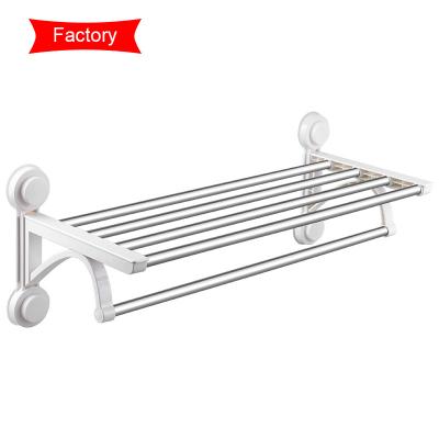 China Durable High Quality Material Factory Strong Stainless Steel Holders Thicken Punch-free Bathroom Double-Layer Towel Storage Rack for sale