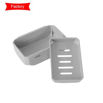 China Factory Custom LOGO High Quality Viable Double Drain Waterproof and Dust Proof Bathroom Soap Box Punch Free Strong for sale