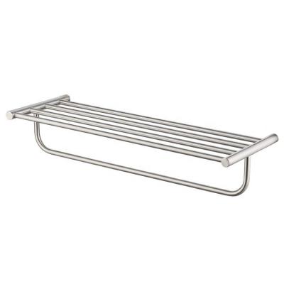 China 23 Inch Modern Luxury Wall Mounted Brushed Finishing Stainless Steel Towel Shelf Bath Towel Rack for sale