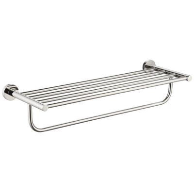 China Bathroom Accessories 304 Stainless Steel 23 Inch Shower Towel Rack Modern Luxury Wall Mounted Chromed Hand Towel Shelf for sale