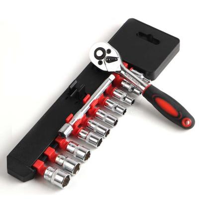 China Carbon Steel 12pcs Crv Quick Release Ratchet Reversible Socket Wrench Set Tools With Hanging Rack 1/4