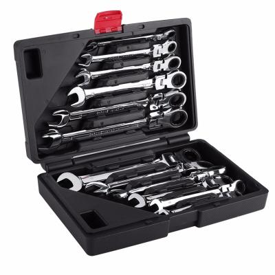 China 6150 Chrome Vanadium Steel 12 Pcs Ratche Wrench 8-19mm Socket Torque Wrench Set Garage Ratcheting Wrench Spanners For Auto Car Repair Tools for sale