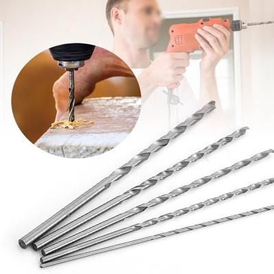 China 150mm High Speed ​​Steel Lengthened Twist Drill 5pcs/set Wood Drilling, Metal Leg Drill Bit Woodworking Spiral Round Drill Bit for sale