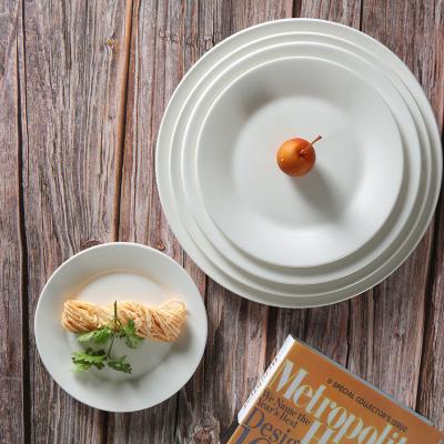 China Sustainable Wholesale Durable Tableware White Round Multiple Sizes Dishes Available Ceramic Dishes for sale