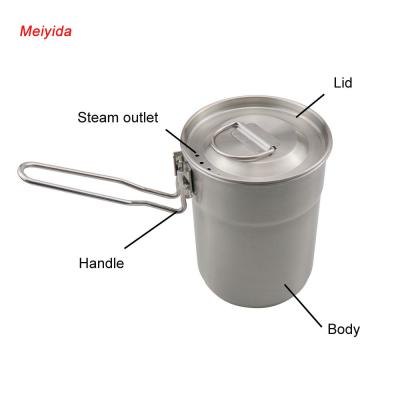 China Outdoor Camping Hiking Wholesale Travel Outdoor Camping Hiking Portable Cooking Pan Cookware Set 304 Stainless Steel Frosted Silver Pot Tool Stove Pot for sale