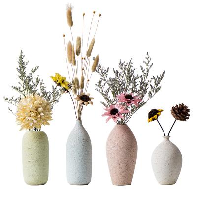 China Wholesale Ceramic Flower Vase Minimalist Customized Style Elegant Modern Casual Vase Stand Minimalist Frosted Flower Pot for sale