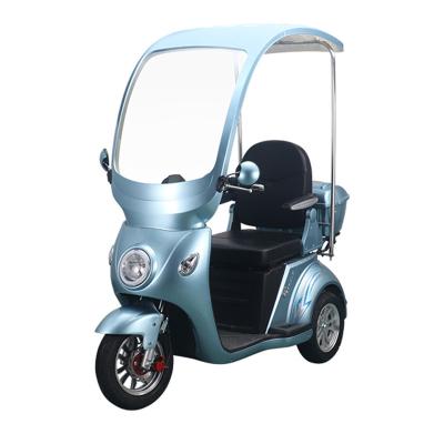 China Partially Enclosed Deluxe Partially Enclosed People Disabled Older Obese Motorcycle Music MP3 Ceiling Passenger 500W 60V20Ah Leisure Electric Tricycle for sale