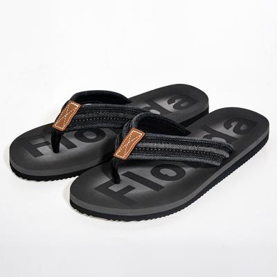 China Fashion Trend Extra-Pull Soft Sole Material Laser Letters Washed Denim Fabric Sandals Upper Slippers For Men Flip Flop for sale