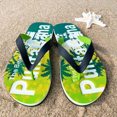 China Fashion Trend Softly Cushioned Upper Wedge Logo Flipflops For Woman Custom PVC Non-slip Unique Printing Pattern Press Release for sale