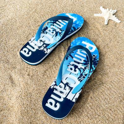 China Bed Fashion Trend Best Gifts Press Printing Strong Foot Men Extra Size PVC Upper Sandals Beach Flip Flops for sale