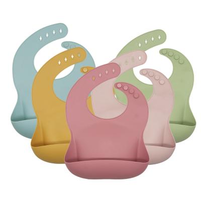 China Custom Printed Food Grade Bib Silicone Baby Bibs Bpa Free Antibacterial Waterproof Baby Set Colorful Silicon Baby Bib Set for sale