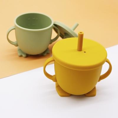 China Wholesale Custom Silicone Non-Toxic Baby Cup Manufacturer Training Drinking Feeding Silicone Sippy Cup With Straw Silicone Cup for sale