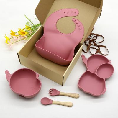 China Wholesale BPA Free Baby Silicone Bibs And Suction Free Feeding Set Bowl With Waterproof Spoon And Fork Dish Set for sale