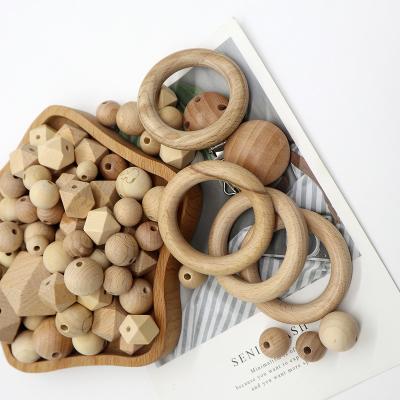 China Eco-friendly Loose Wooden Beads Customize 10mm 12mm 16mm 20mm Wooden Beads For Jewelry Chewing Teething Beads for sale