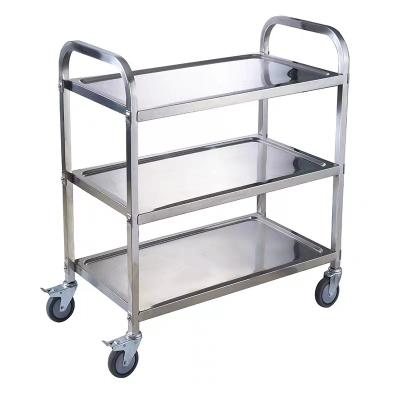 China Hospital High Quality Silent Instrument Double Layers Morden Stainless Steel Medical Trolley With Fence for sale