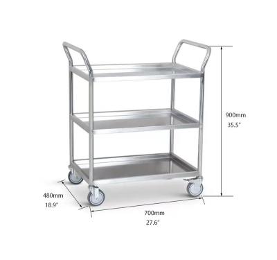 China 3 Tier Solid Desgin Modern High Quality Stainless Steel Food And Beverage Dining Trolley Hotel Kitchen Trolley for sale