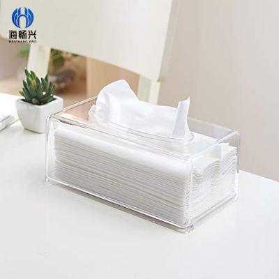 China HCX Modern Wholesale Custom High Quality Printed Plastic Transparent Indoor Acrylic Tissue Holder Square Toilet Paper Tissue Box for sale