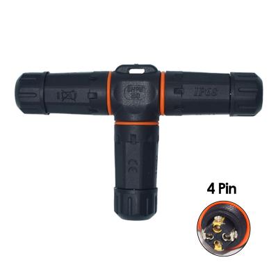 China Automotive Power YXY IP68 T Shape 4 Pin Male Waterproof Bulkhead Connector for sale