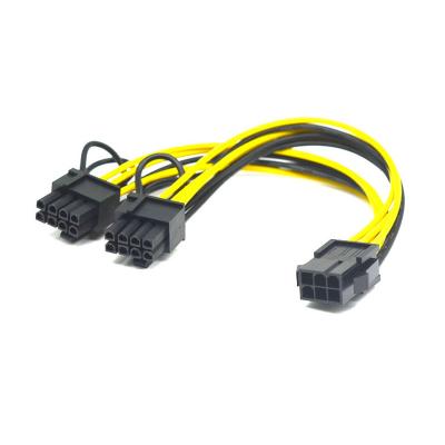 China ATX YXY PCI-E Power Supply Power Cable PCI Express 6 Pin Female To Dual Pin 2 x 8 (6+2) Male Pin Splitter Power Extension Cable for sale