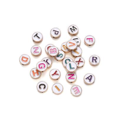 China MSYO METAL INS 10MM Necklace Making Bottom Alloy DIY Accessories Jewelry White Color Oil 26 Letter Charm Necklace Accessories for sale