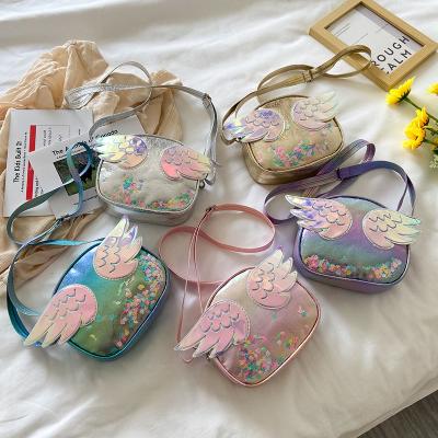 China MSYO's Other Glitter Quicksand Toy Phone Coin Storage Color Angel Wing Kids Messenger Bags Cute Square PU for sale