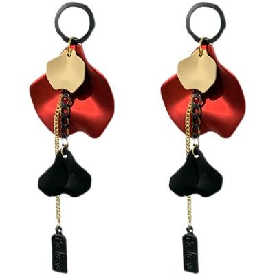 China Vintage MSYO Fashion Jewelry Earrings Red Rose Flowers Square Card Tassel Women Long Earrings for sale