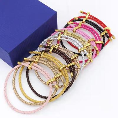 China MSYO Fashion Cute Color Leather Weave Adjustable Men Women Couples Bracelets for sale