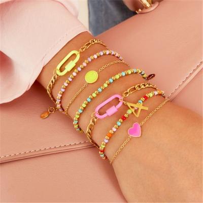 China MSYO INS Style Fashion Gold Copper Candy Paperclip Candy Chain Environmental Friendly Women Bracelets for sale