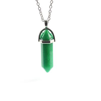 China Wholesale Crystal Hexagonal Column Pendant Pendulum Power Ball Stone Environmentally Friendly Natural Stone Bullet Pendant Necklace for sale