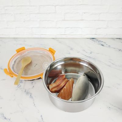 China Hot Selling Freshness Keeping Food Container Set Stainless Steel Lunch Box With Lid Portable Round Food Storage for sale