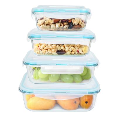 China Freshness Storage Lunch Box Microwavable Glass Meal Prep Container Rectangular Bento Lunch Box Glass Food Container for sale