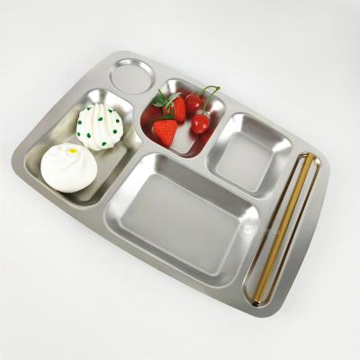 China OEM Eco-Friendly Custom Safety Kids Food Lunch Tray Metal Divided Dish Plate Stainless Steel Dinner Tray for sale