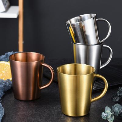 China Travel Viable Mug Lihong Gold Color Beer Milk Wall Drinking Water Coffee Tea Cup Stainless Steel Double Handle Vacuum Mug for sale