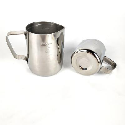 China 600ml Sustainable 18/8 Stainless Steel Milk Frothing Pitcher Metal Coffee Jug Wholesale for sale